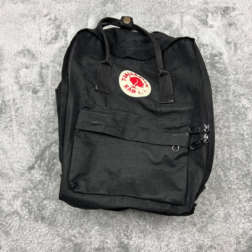 Fjallraven Backpack Small Black Zip Bookbag Purse School